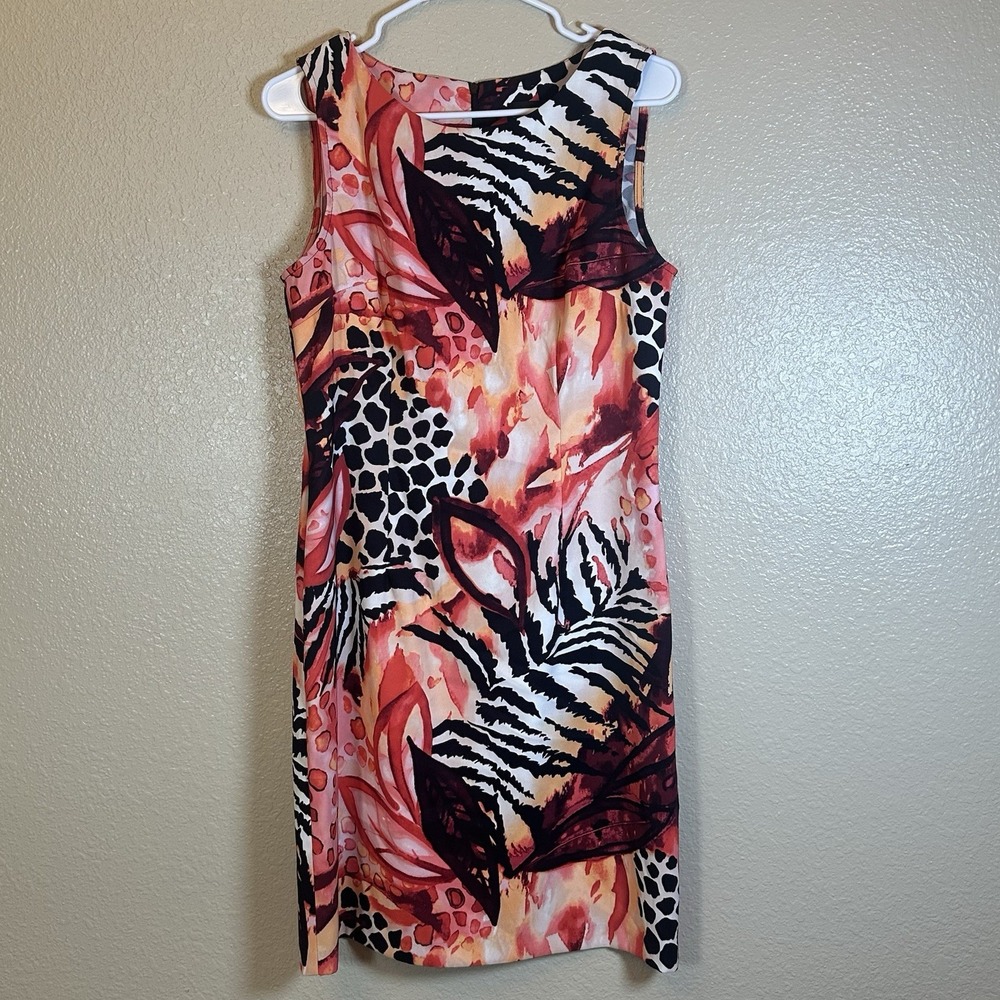 Connected Apparel Animal Print Business Career Casual Dress Fitted Women Sz 10